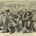 WHEN NYC HAD TWO POLICE FORCES AND ONE ARRESTED THE MAYORYou may have strong opinions about Michael Bloomberg, Rudy Giuliani, David Dinkins and Ed Koch, but they are nothing compared to Fernando Wood, a Democrat who was elected to be Mayor of New York City in 1854.  Under Mayor Wood, the Municipal Police (formed in 1845) became incredibly corrupt and the Republican-controlled State Legislature abolished it in 1857 and created the competing Metropolitan Police.  Wood refused to remove the Municipals, which meant NYC had two different police organizations, one controlled by the mayor, the other by Albany, operating at the same time. Which meant the two sides were squabbling and the gangs ran wild, most notably during the Dead Rabbits Riot because cops couldn't decide who was supposed to enforce the law.On June 16, 1857, after Wood apparently took $50,000 to change the successor for Street Commissioner (who was in charge of determining where streets, public squares, etc. were), the original pick, Daniel Conover, was removed from City Hall.  In turn, Conover got arrest warrants to apprehend Wood, one for inciting a riot and a second for "violence against Conover's person". Captain George Walling, a former Municipal police officer who moved over to the Metropolitan force, went to arrest Wood, but was stopped by the 300 Municipal police officers and thrown out of City Hall.  Walling came back with dozens of Metropolitan police officers and a fight ensued inside City Hall and on its steps.  The Metropolitans, outnumbered, ultimately retreated and over 50 men were injured. Conover went to Sheriff Jacob Westervelt, in hopes he would be able to remove Wood, but Wood would not budge.  It took Major-General Charles W. Sandford, who was heading to Boston with the Seventh Regiment, for Wood to surrender. After all that, Wood was released on bail and never brought to trial (the Governor, who was unhappy with Wood, apparently didn't have the right to decide on appointments).  As for the two separate police forces, the state's highest court ultimately determined the Metropolitans were the city's police and the Municipals were disbanded.Illustration of the fight at City Hall from the New York Public LibraryLike what you read here? Tune in to BBC America's Copper, a gripping new crime-drama series set in 1860s New York City from Academy AwardÂ®-winner Barry Levinson and EmmyÂ® Award-winner Tom Fontana. Watch the series premiere of Copper Sunday, August 19 only on BBC America. For more updates on the series, be sure to like Copper on Facebook and Copper on Twitter.